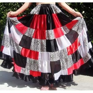 Patchwork Boho Skirt with ruffle. Handwork. Size M